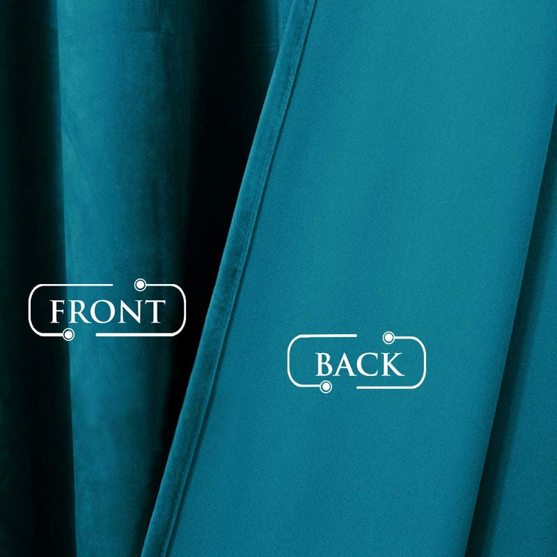 StangH Room Darkening Velvet Curtains - Thick Soft Grommet Top Drapes Stylish Home Decoration Panels for Dining Living Room/Kitchen/Bedroom, Teal, W52 inch x L72 inch, 2 Panels - Image 3